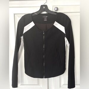 Aqua Black & White Zip Front Jacket Size: XS